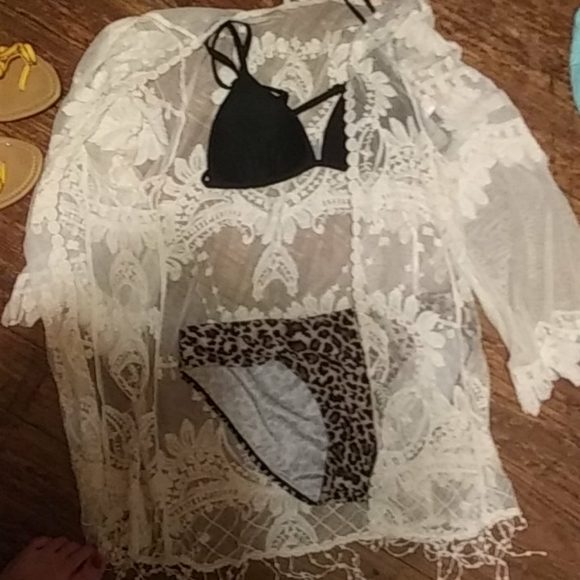 Leopard print bathing suit with lace Shaw !!!! - Picture 3 of 4